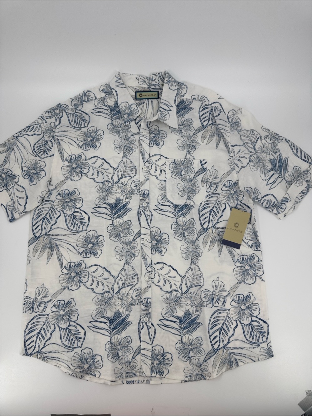NWT Havanera Floral Short-Sleeve Button-Up Shirt Size XL